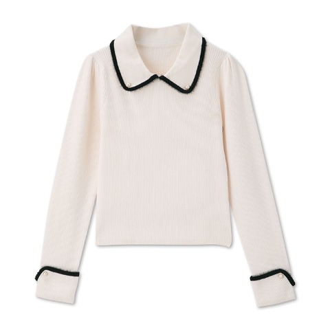 レディース　襟フェザーニットプルオーバー（CHIP CLIP）