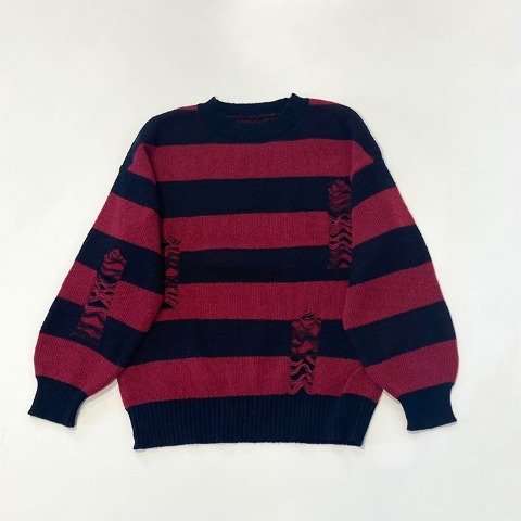 レディース【S～LL】　ボーダーニットプルオーバー（majoretty）