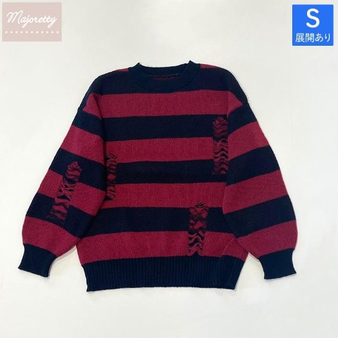 レディース【S～LL】　ボーダーニットプルオーバー（majoretty）