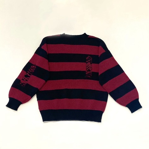 レディース【S～LL】　ボーダーニットプルオーバー（majoretty）