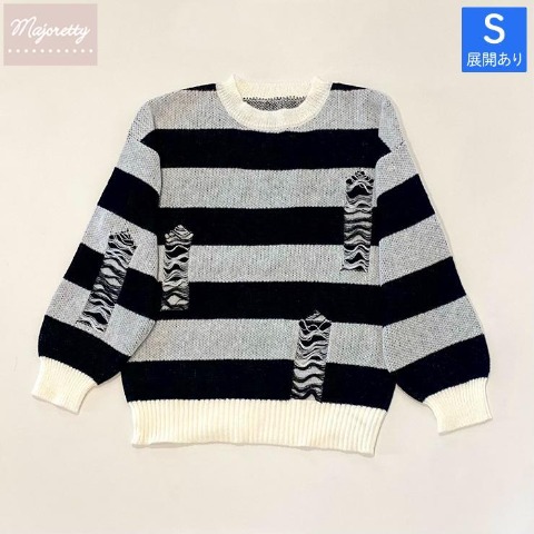 レディース【S～LL】　ボーダーニットプルオーバー（majoretty）