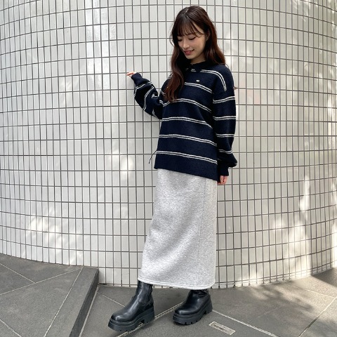 レディース　ボーダーポロニットプルオーバー（CHIP CLIP）