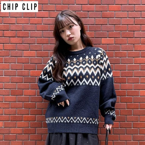 レディース　ノルディックニットプルオーバー（CHIP CLIP）
