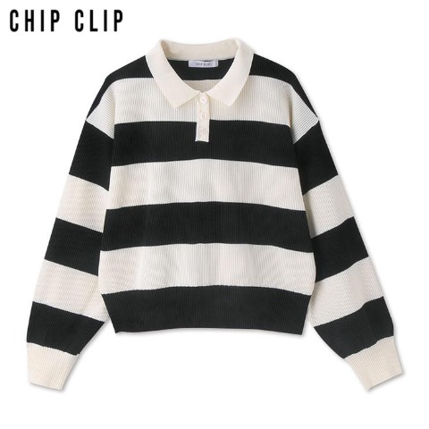 レディース　ボーダーポロニットプルオーバー（CHIP CLIP）