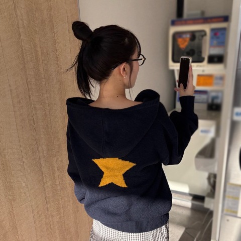 レディース　ニットプルパーカー（CHIP CLIP×ぽんづ）