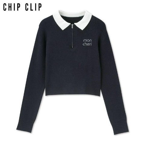 レディース　襟付ロゴニットプルオーバー（CHIP CLIP）