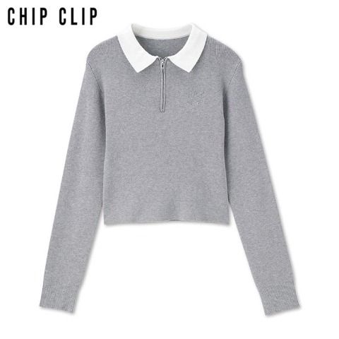 レディース　襟付ロゴニットプルオーバー（CHIP CLIP）