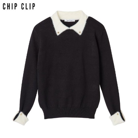 レディース　襟付ニットプルオーバー（CHIP CLIP）