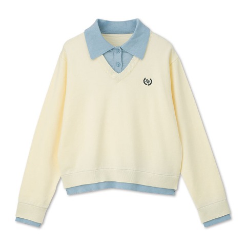 レディース　襟配色ニットプルオーバー（CHIP CLIP）