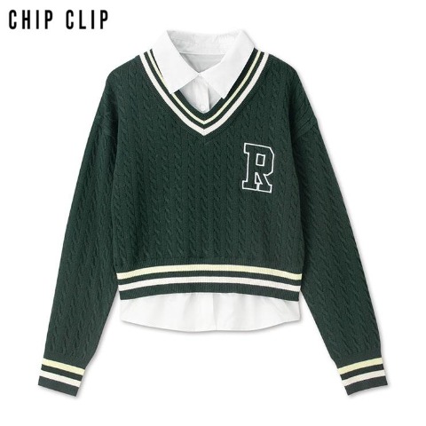 レディース　シャツドッキングニットプルオーバー（CHIP CLIP）