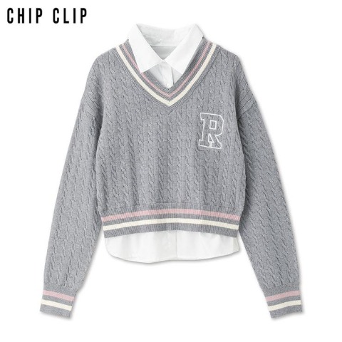 レディース　シャツドッキングニットプルオーバー（CHIP CLIP）