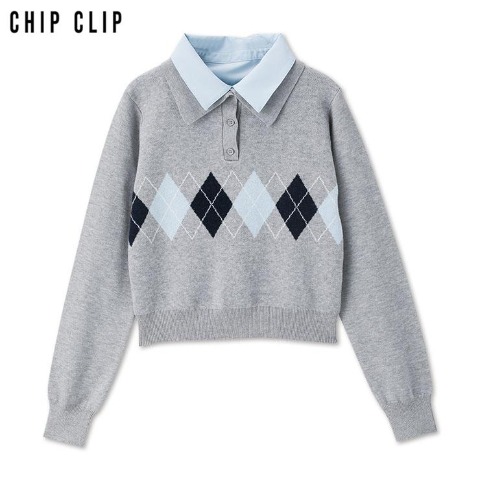 レディース　シャツドッキングニットプルオーバー（CHIP CLIP）