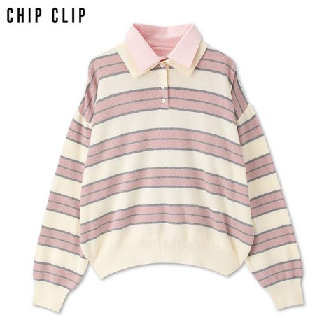 レディース　ボーダーニットプルオーバー（CHIP CLIP）