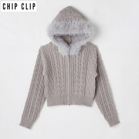 レディース　ケーブルジップカーディガン（CHIP CLIP）
