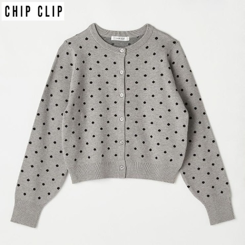 レディース　ドット柄ニットカーディガン（CHIP CLIP）