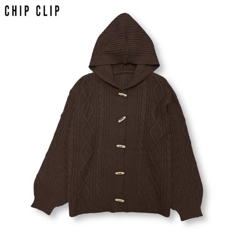 レディース　ケーブルニットカーディガン（CHIP CLIP×はる）