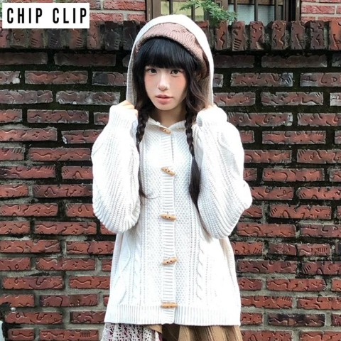 レディース　ケーブルニットカーディガン（CHIP CLIP×はる）