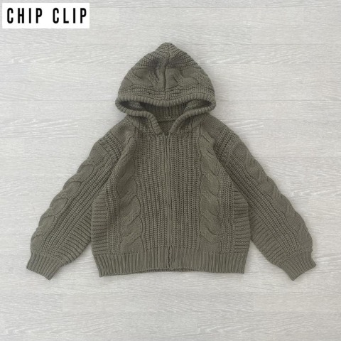 レディース　ケーブルニットジップパーカ（CHIP CLIP×はる）