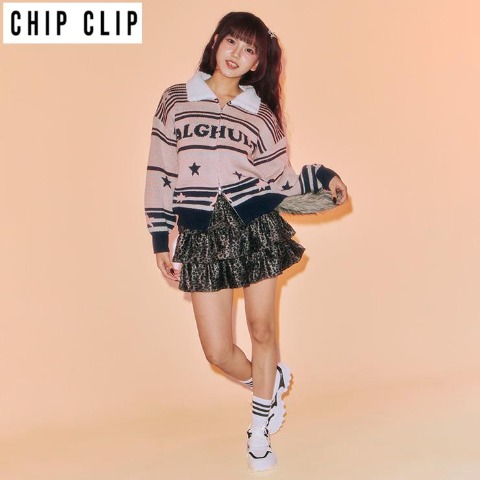 レディース　ジップニットカーディガン（Zipper×CHIP CLIP）