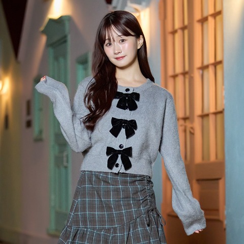 レディース　リボンニットカーディガン（CHIP CLIP）