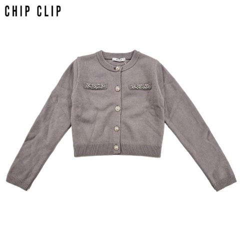 レディース　ビジュー付ニットカーディガン（Kim Sua.×CHIP CLIP） グレー 212