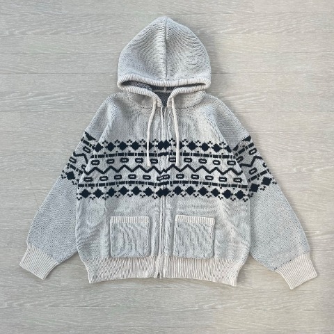 レディース　アーガイルニットジップパーカ（CHIP CLIP×はる）