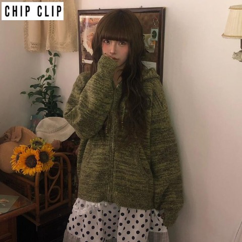 レディース　ニットジップパーカ（CHIP CLIP×はる）