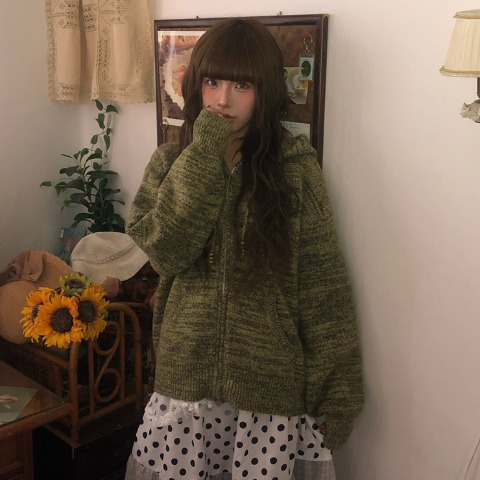 レディース　ニットジップパーカ（CHIP CLIP×はる）