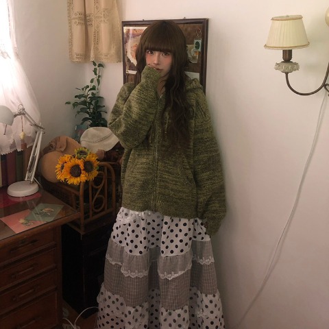 レディース　ニットジップパーカ（CHIP CLIP×はる）