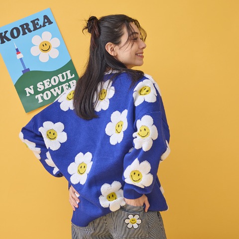 レディース　総柄ニットカーデ（wiggle wiggle）