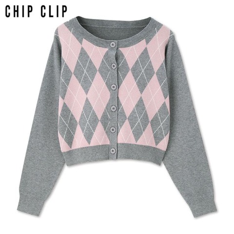レディース　アーガイルニットカーディガン（CHIP CLIP）