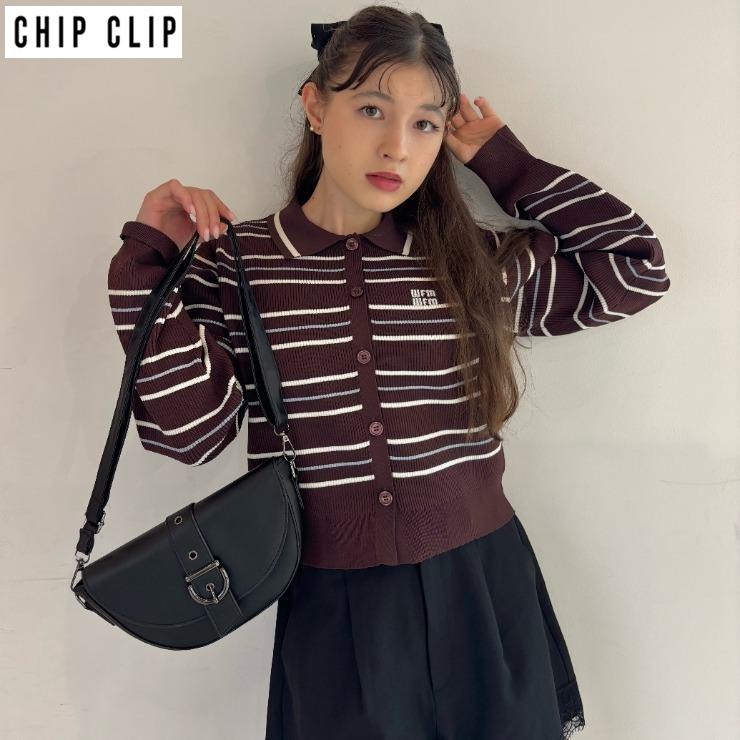 レディース ボーダーニットカーディガン（CHIP CLIP／LEDA・TikTok