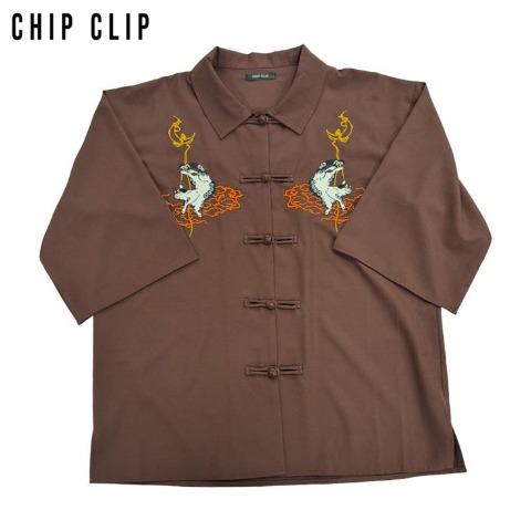 レディース　チャイナ刺しゅうシャツ（CHIP CLIP）