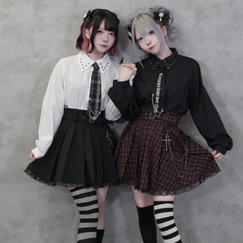 レディース【S～LL】　ネクタイ付シャツ（majoretty）