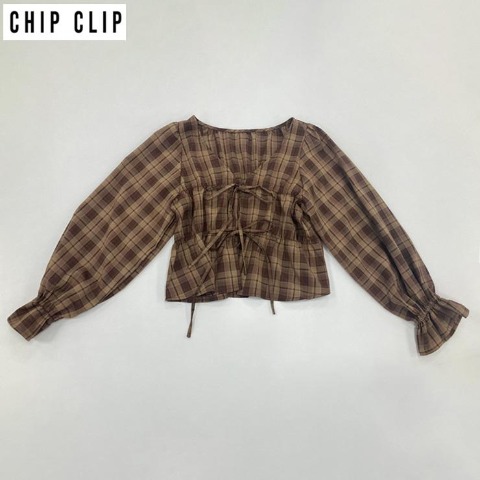 レディース　チェックボレロブラウス（CHIP CLIP）
