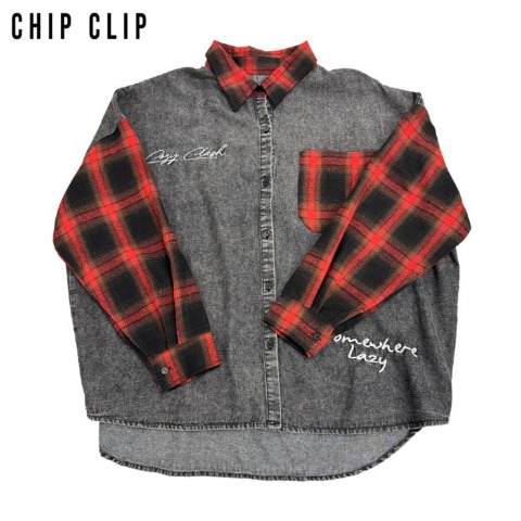 レディース　デニム×チェックシャツ（CHIP CLIP）