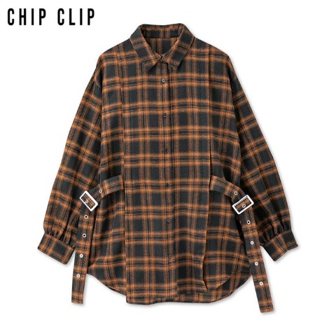 レディース　チェックロングシャツ（CHIP CLIP）
