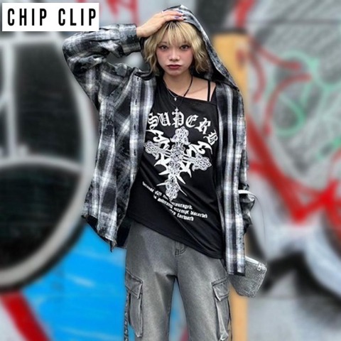 レディース　フードシャツ（CHIP CLIP）