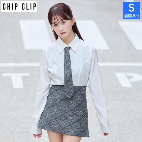 レディース　ネクタイ付シャツ（CHIP CLIP）