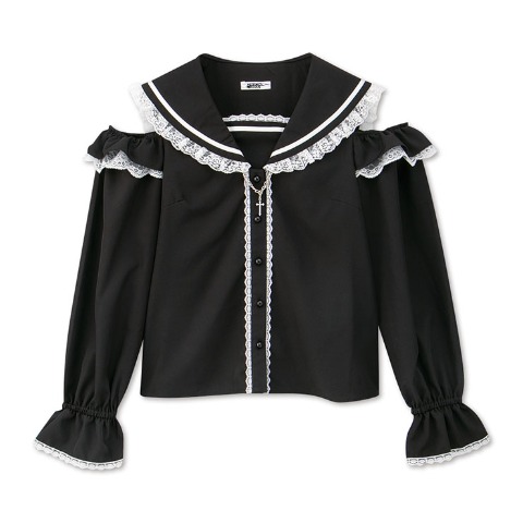 レディース【S～L】　肩開きブラウス（えすちゃん×majoretty）