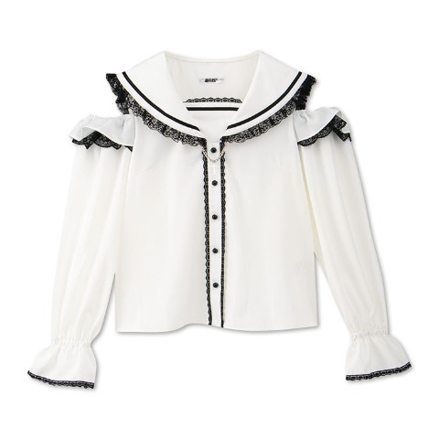 レディース【S～L】　肩開きブラウス（えすちゃん×majoretty）