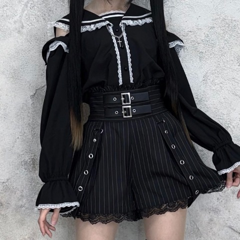 レディース【S～L】　肩開きブラウス（えすちゃん×majoretty）