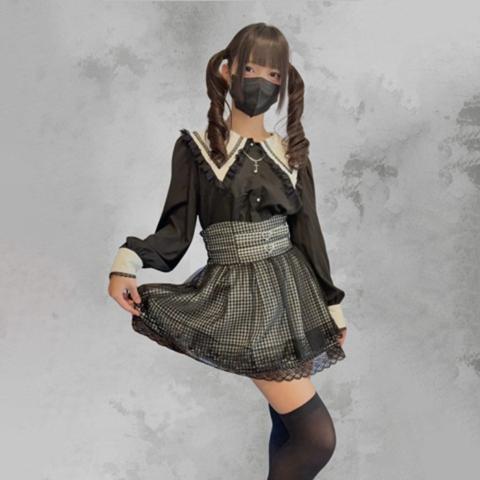 レディース【S～L】　クロスチェーン付きブラウス（地雷中学生×majoretty）