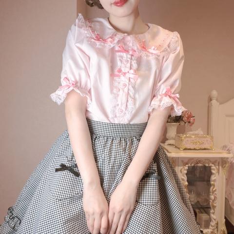 レディース【S～L】　5分袖ブラウス（まゆろん×majoretty）