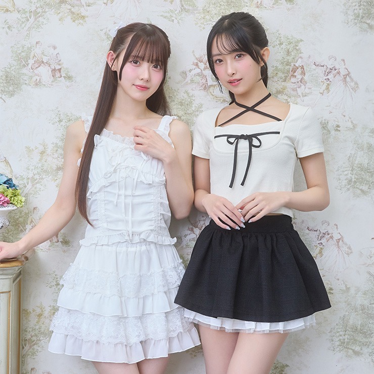 tutuHA GLAVIL ジップアップ スカルキャミソール 平成ギャル LAGUA GEM | EDGE LACE CUP キャミソール (キャミソール ) |SHEL'TTER