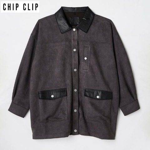 レディース　襟異素材ジャケット（CHIP CLIP）