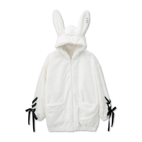 レディース【S～LL】　耳付き袖レースアップブルゾン（majoretty）