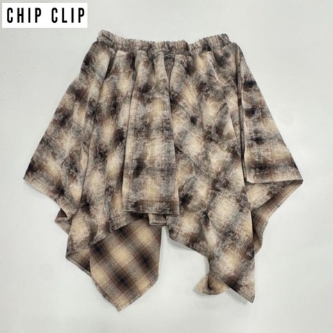 レディース　チェック柄イレヘムスカート（CHIP CLIP）