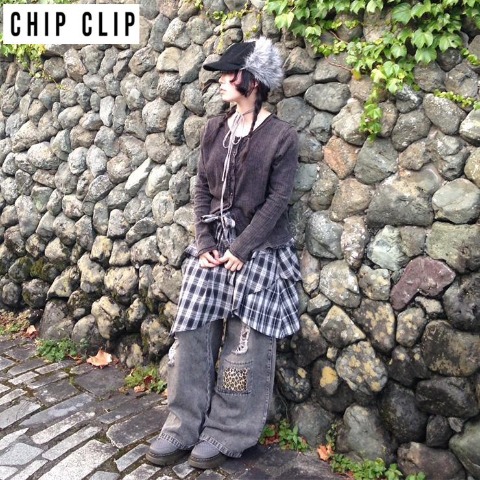 レディース　チェック切替スカート（CHIP CLIP×はる）