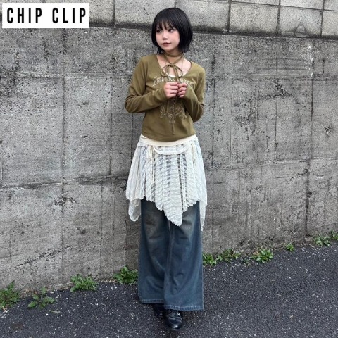 レディース　イレヘムスカート（CHIP CLIP×まひろ）